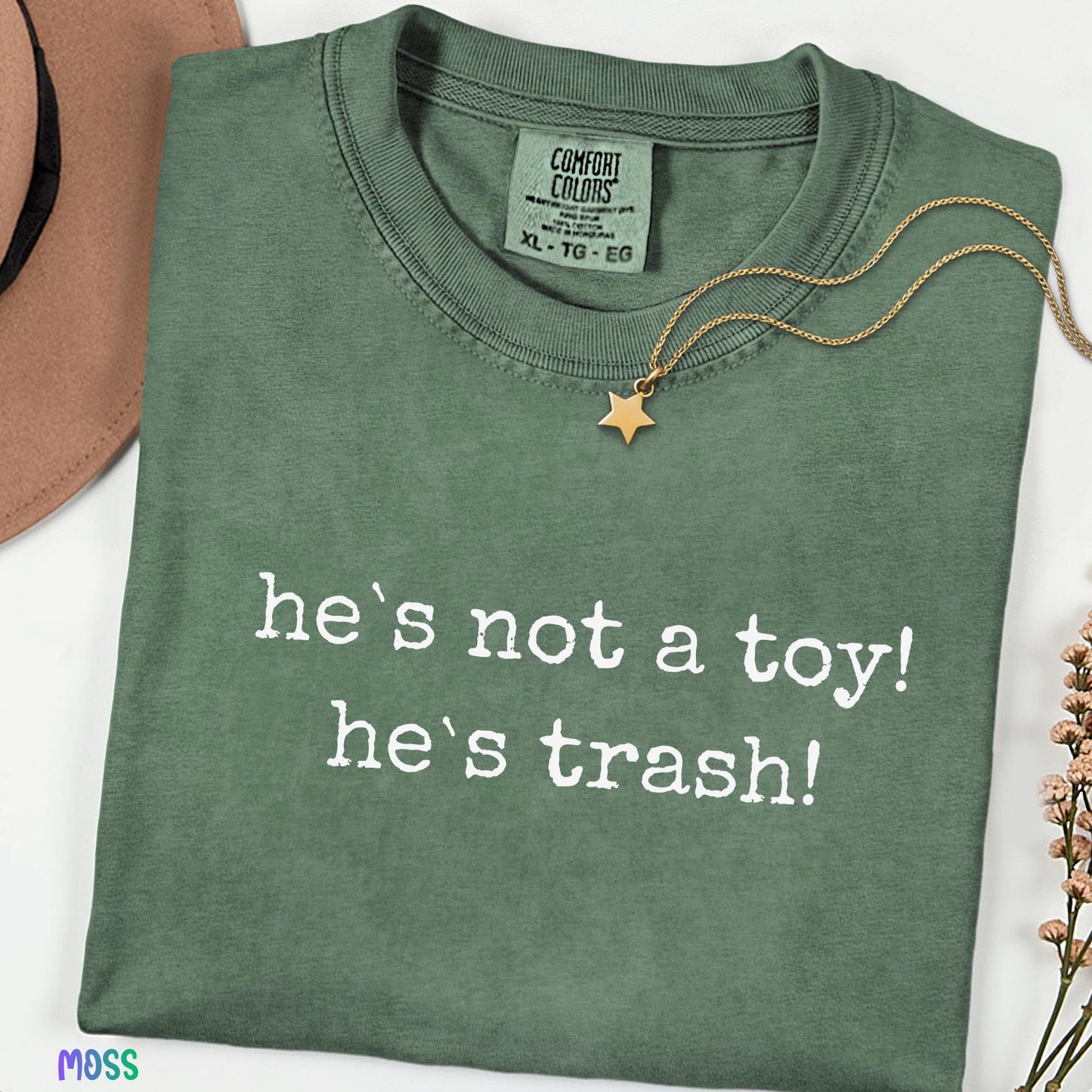 Comfort Colors® He's Not a Toy He's Trash Shirt, Funny Movie Quote Tee, Retro Cartoon Quote Shirt, Minimal Text T-Shirt, Gift Idea