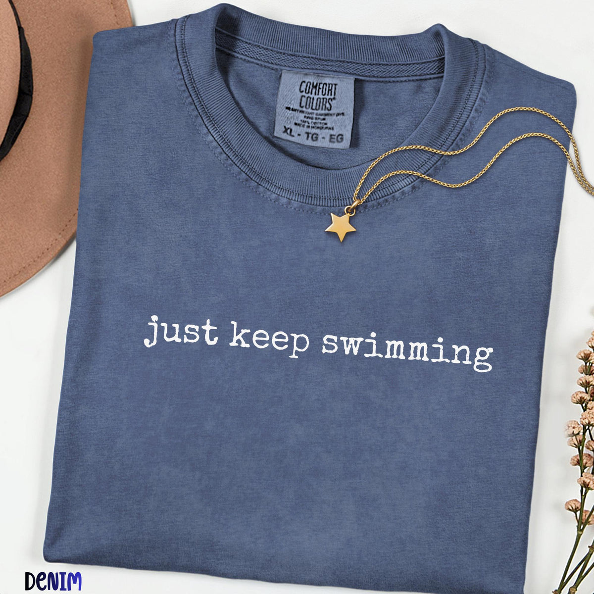 Comfort Colors®  Just Keep Swimming Shirt, Finding Nemo Dory Motivational Tee, Family Matching Birthday Gift, Funny Kid Swim Shirt