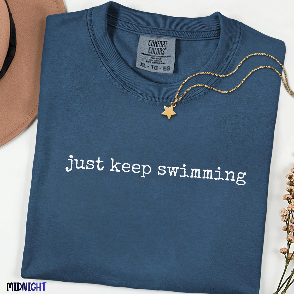 Comfort Colors®  Just Keep Swimming Shirt, Finding Nemo Dory Motivational Tee, Family Matching Birthday Gift, Funny Kid Swim Shirt