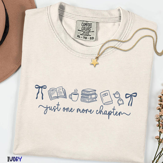 Just One More Chapter Comfort Colors® Tee, Reader Shirt, Book & Coffee Lover Gift, Floral Book Shirt, Librarian Gift Tee