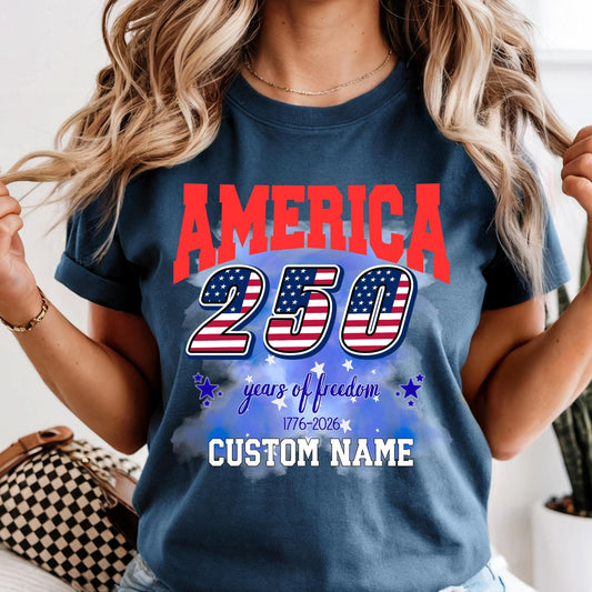 America 250 Years of Freedom Shirt Comfort Colors® USA 250th Anniversary Tee, 4th of July 2026 Shirt, Family Matching July 4th Shirt