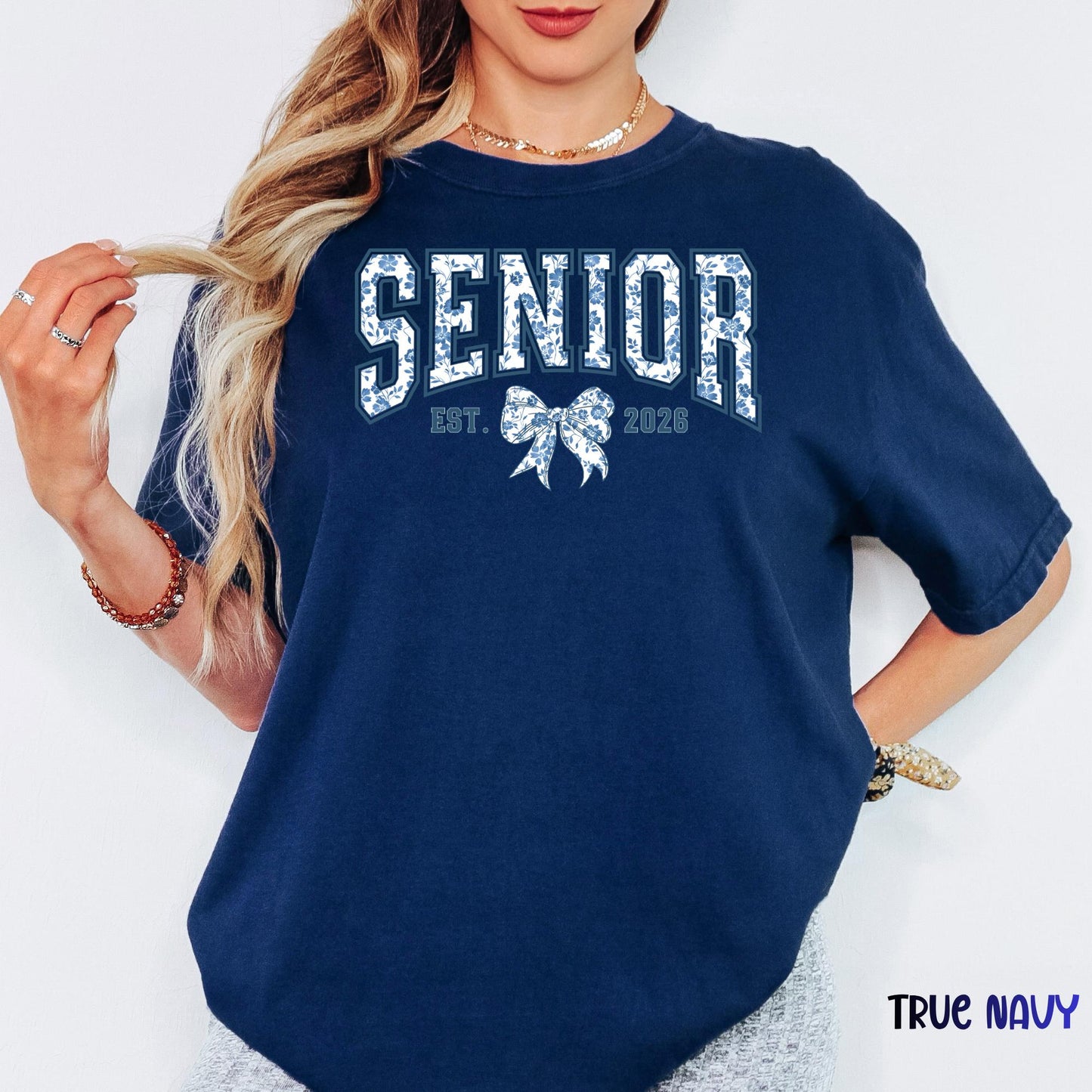 Senior 2026 Comfort Colors® Shirt, Coquette Floral Bow Tee, Class of 2026 Graduation Gift, Aesthetic Senior Shirt, Trendy Back to School Tee