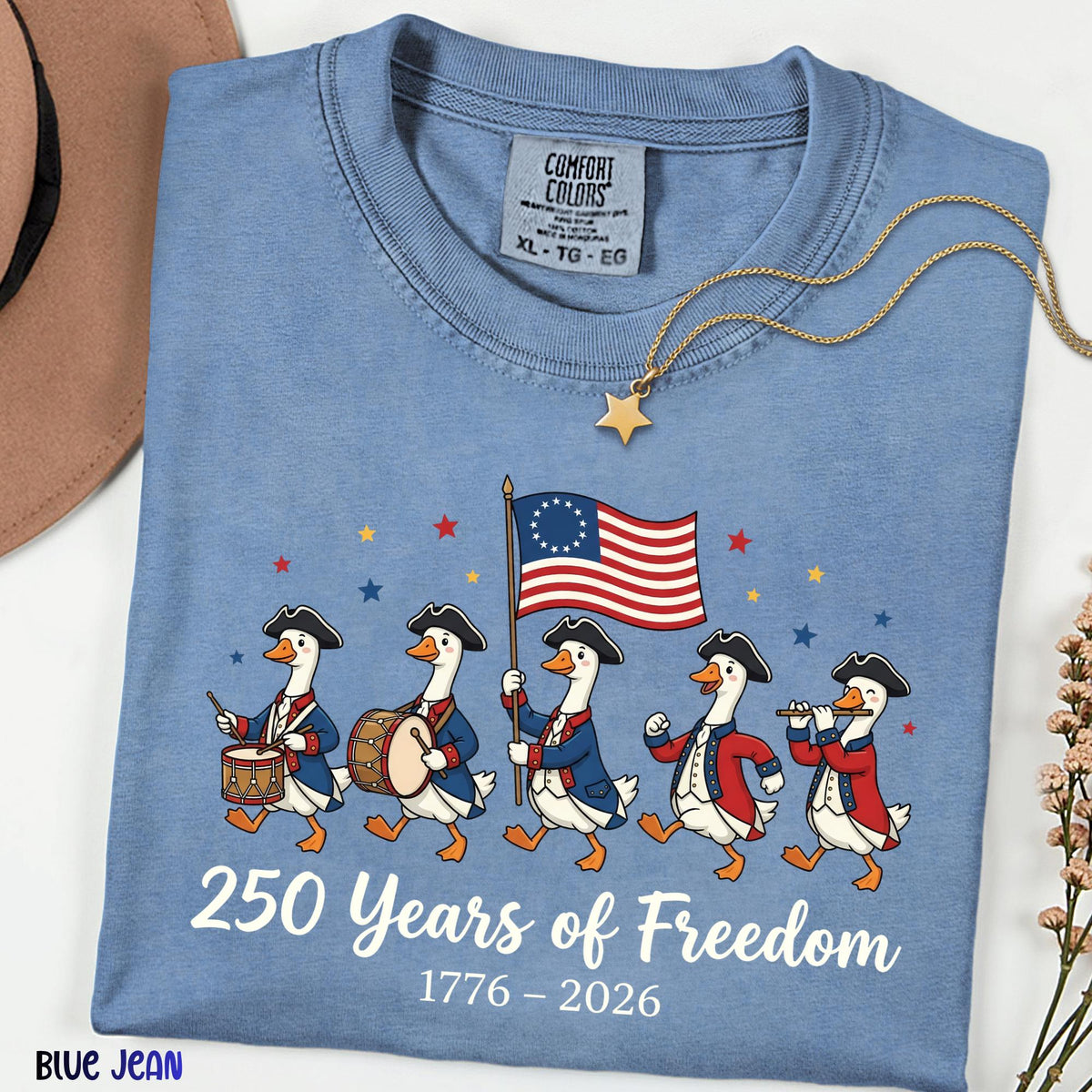 America 250 Years Comfort Colors® Shirt, Funny Patriotic Goose Tee, 250th Freedom Anniversary, Silly Goose Parade Independence USA