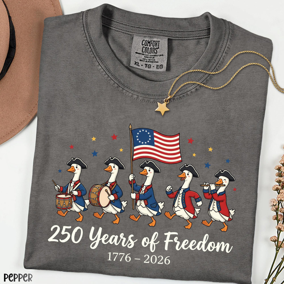 America 250 Years Comfort Colors® Shirt, Funny Patriotic Goose Tee, 250th Freedom Anniversary, Silly Goose Parade Independence USA