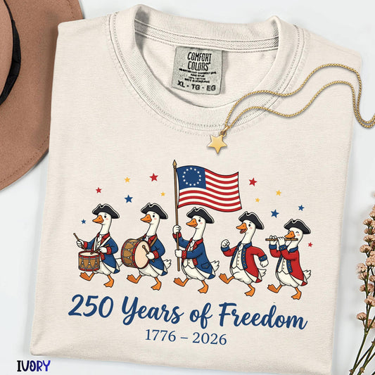 America 250 Years Comfort Colors® Shirt, Funny Patriotic Goose Tee, 250th Freedom Anniversary, Silly Goose Parade Independence USA