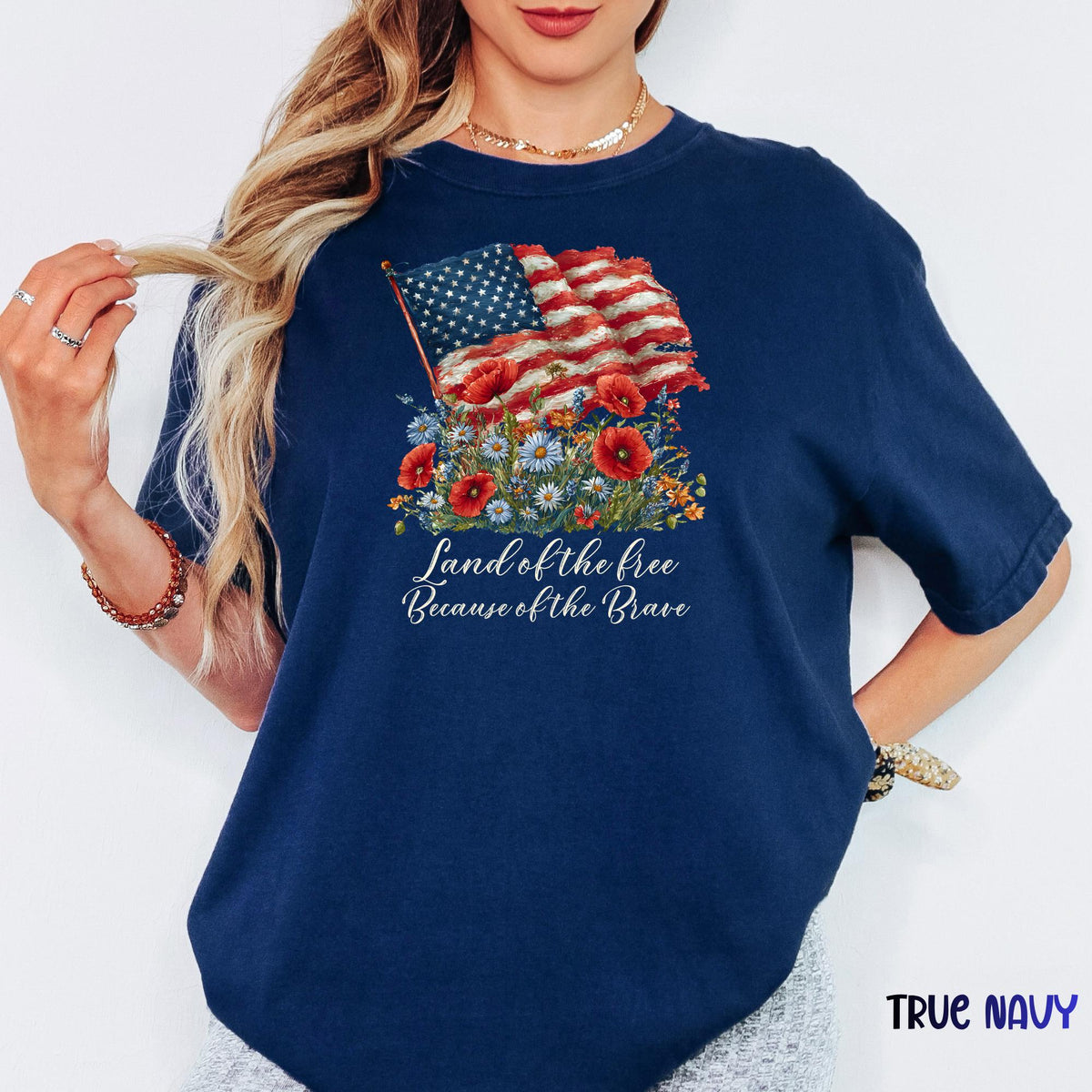 Land of the Free Shirt, Because of the Brave Patriotic Tee, Memorial Day 4th of July Independence Day USA Comfort Colors Tee