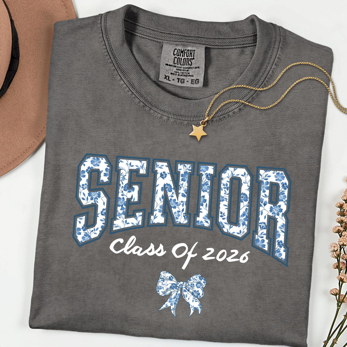 Class of 2026 Comfort Colors® Shirt, Coquette Bow Floral Senior Tee, Cute Graduation Gift, Aesthetic Back to School Outfit