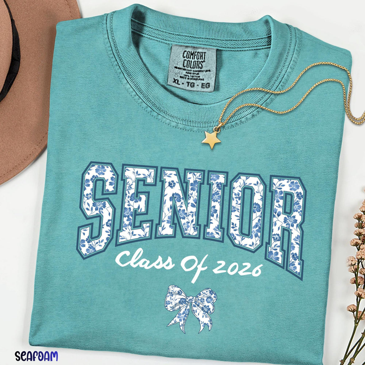 Class of 2026 Comfort Colors® Shirt, Coquette Bow Floral Senior Tee, Cute Graduation Gift, Aesthetic Back to School Outfit