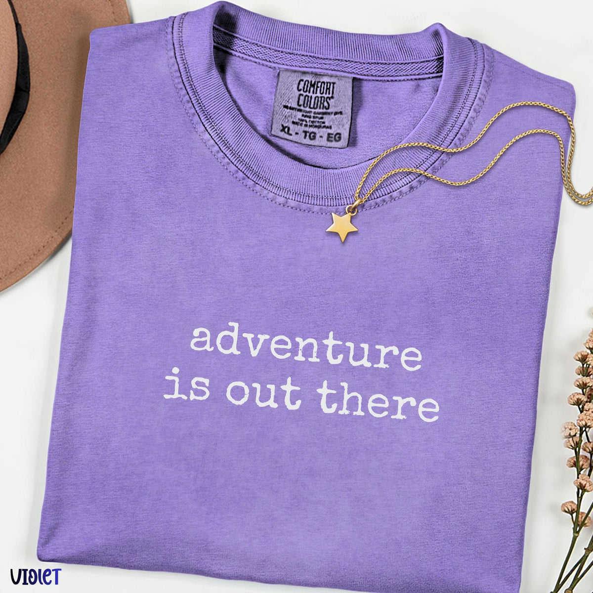Adventure Is Out There Comfort Colors Shirt, Adventure Quote Tee, Minimalist Travel Quote Shirt, Wanderlust Graphic T-Shirt