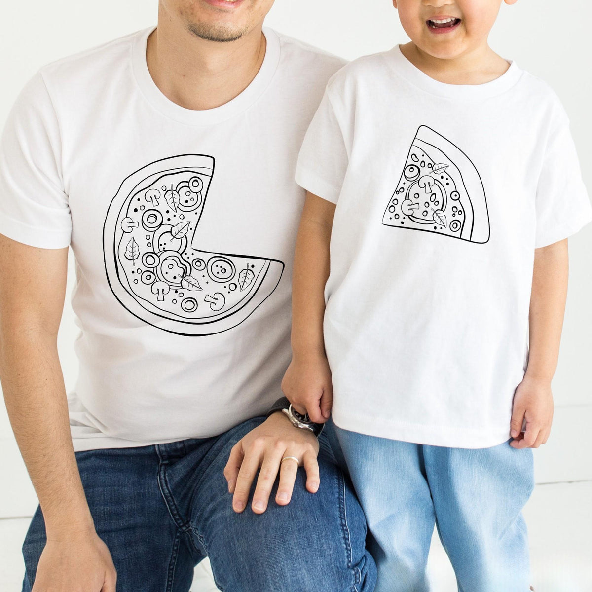 Dad and Baby Matching Pizza Day Family T-Shirt