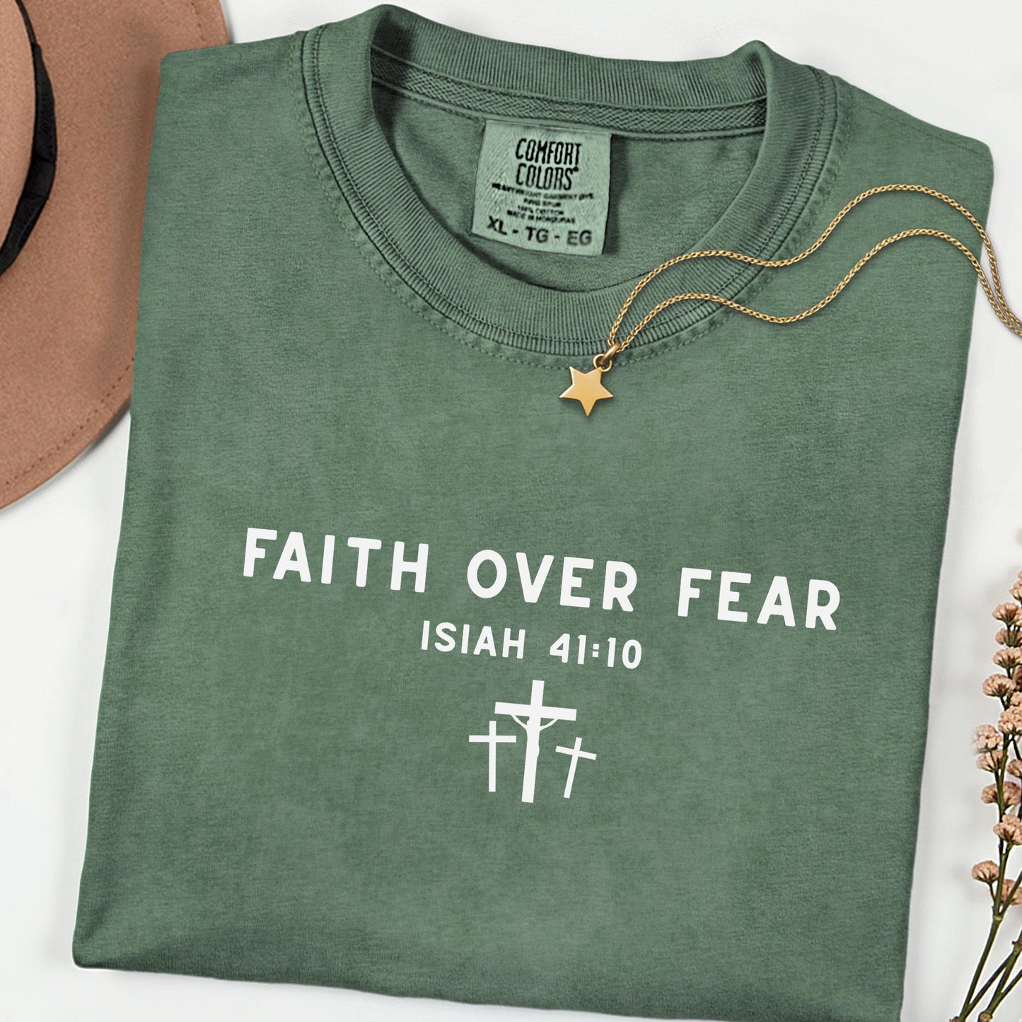 Faith Over Fear Tee, Minimal Christian Comfort Colors® Shirt, Inspirational Jesus Top, Aesthetic Worship Apparel, Meaningful Faith Gift