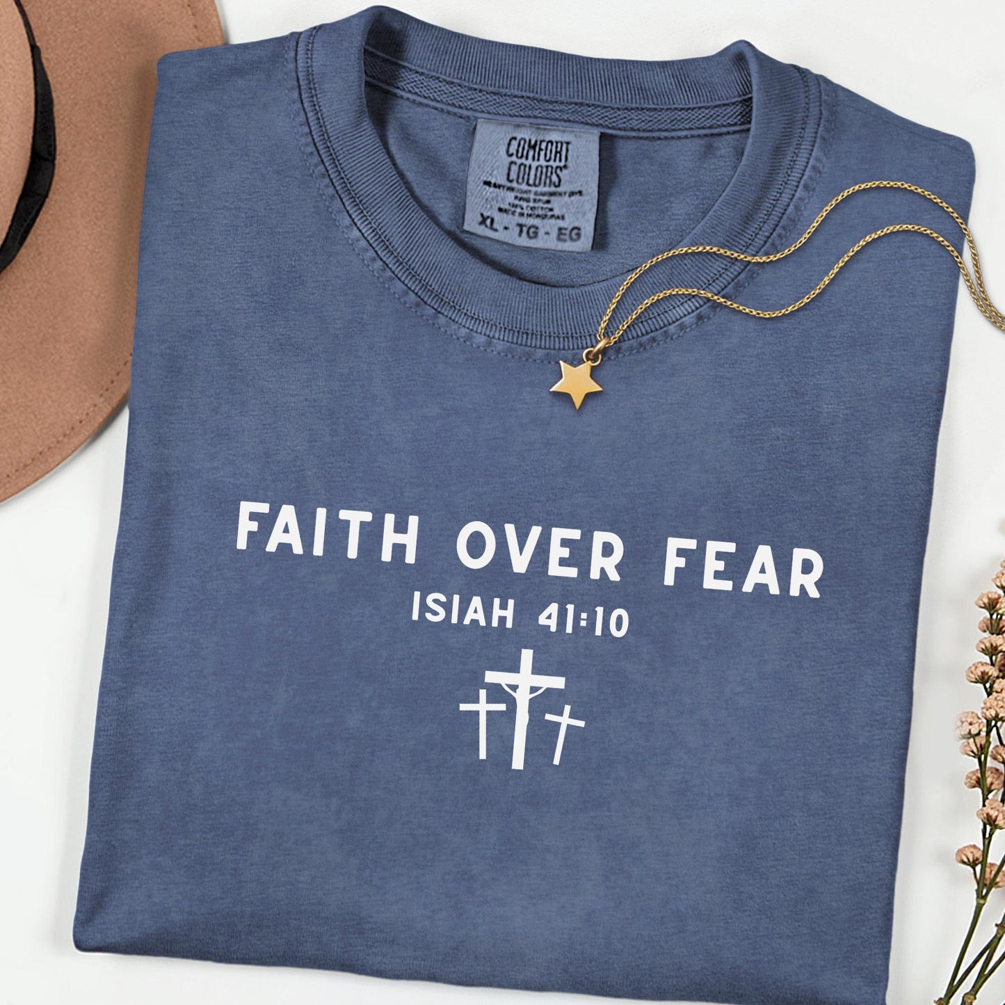 Faith Over Fear Tee, Minimal Christian Comfort Colors® Shirt, Inspirational Jesus Top, Aesthetic Worship Apparel, Meaningful Faith Gift