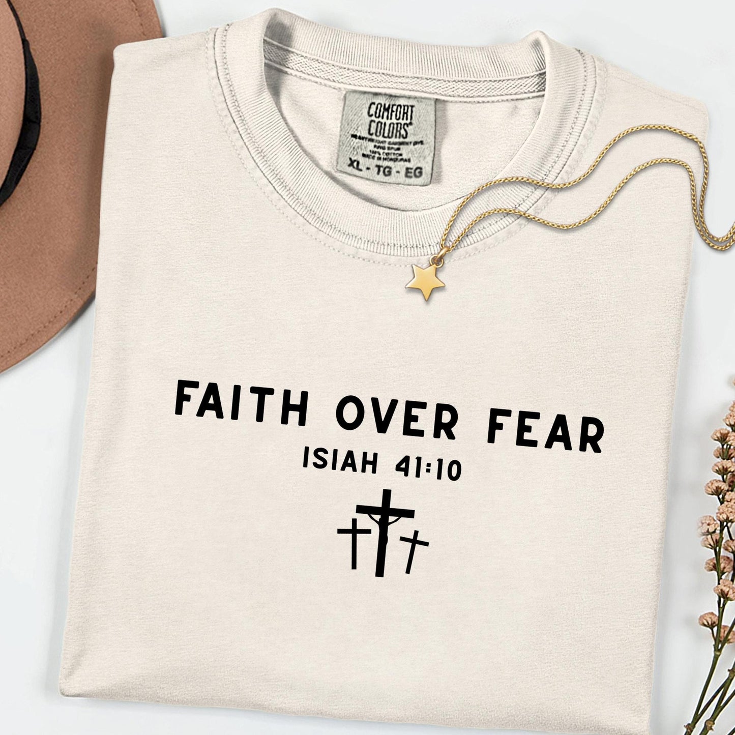 Faith Over Fear Tee, Minimal Christian Comfort Colors® Shirt, Inspirational Jesus Top, Aesthetic Worship Apparel, Meaningful Faith Gift