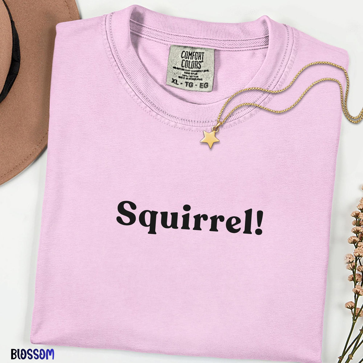 Squirrel! Funny Sarcastic Shirt, Easily Distracted Tee, Cute Animal Lover Gift, Minimal Text Graphic Tee, Comfort Colors Vintage Style Shirt