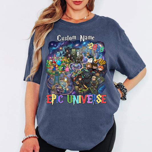 Epic Universe Shirt, Custom Universal Theme Park Map Shirts, 2026 Dark Universe Monsters Tshirt