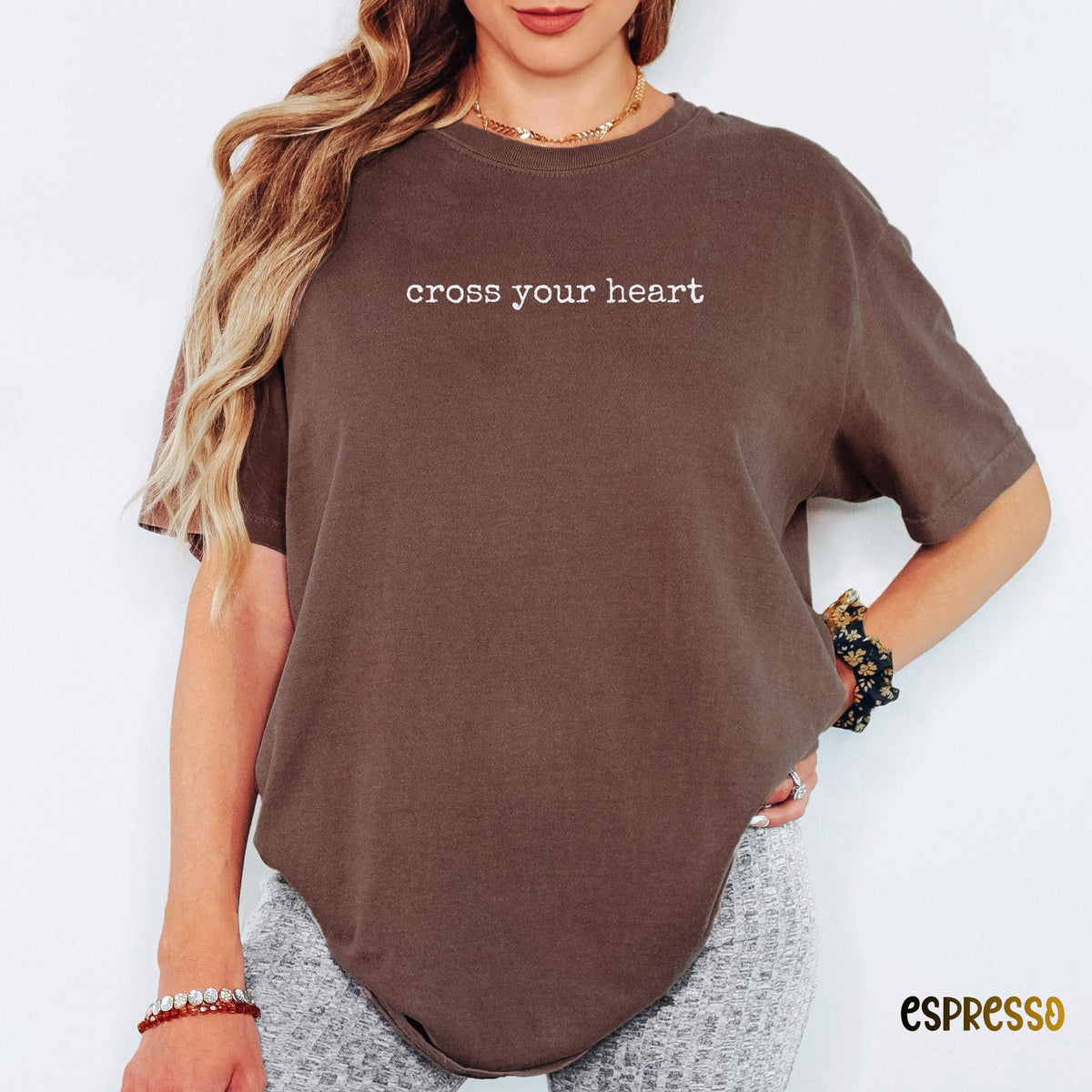 Cross Your Heart Tee, Soft Aesthetic Quote Shirt, Vintage Minimalist T-Shirt, Romantic Saying Graphic Tee,Trendy Comfort Colors Unisex Shirt