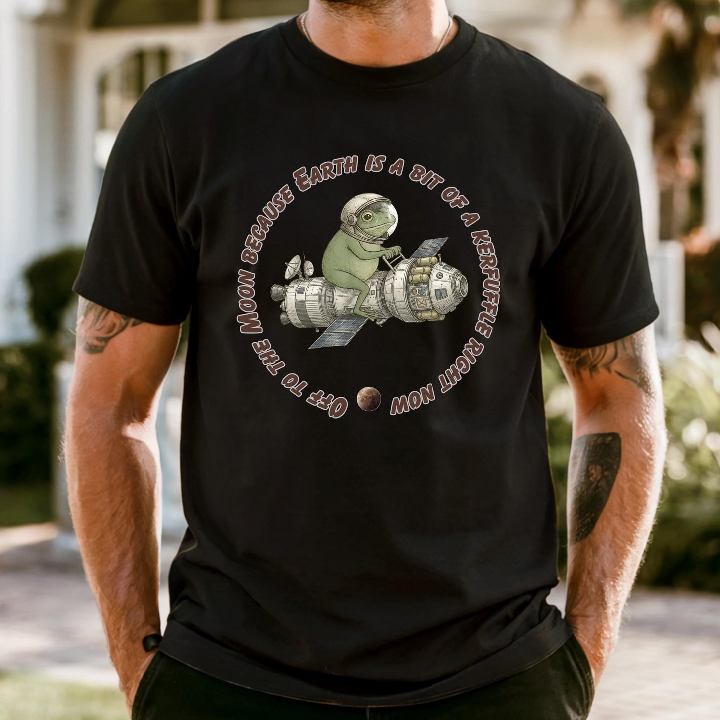 Funny Frog Off to The Moon Shirt, Retro Space Frog Tee, Weirdcore Meme T-Shirt, Artemis II Inspired Spaceship Frog Shirt