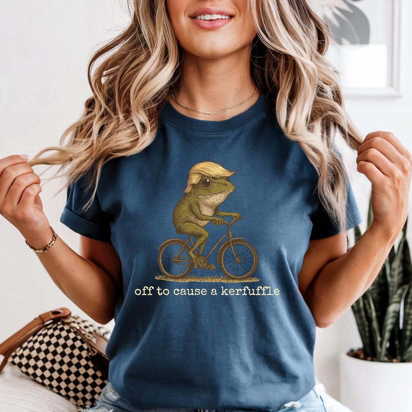 Off to Cause a Kerfuffle Frog T-Shirt, Funny Frog Meme Shirt Anti Trump Protest Activist Gift