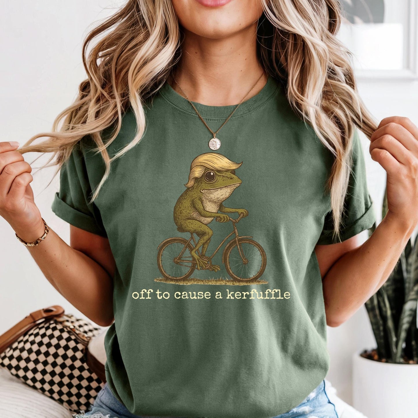 Off to Cause a Kerfuffle Frog T-Shirt, Funny Frog Meme Shirt Anti Trump Protest Activist Gift