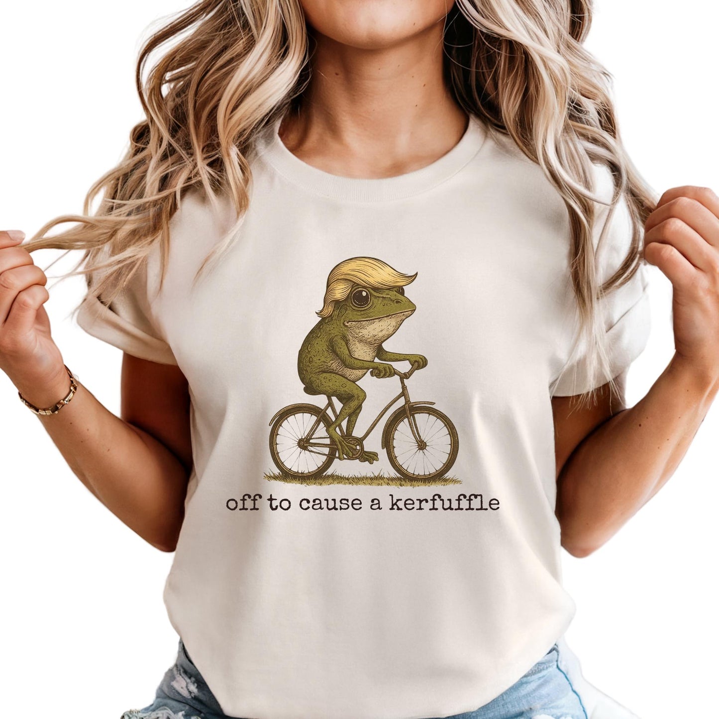 Off to Cause a Kerfuffle Frog T-Shirt, Funny Frog Meme Shirt Anti Trump Protest Activist Gift
