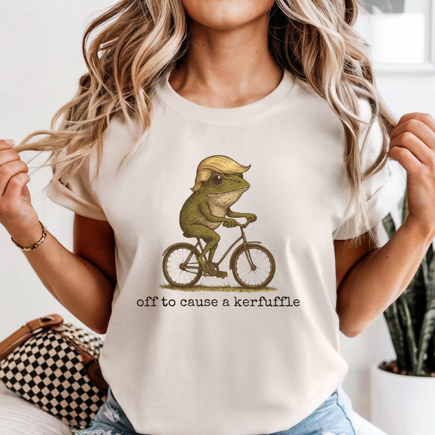 Off to Cause a Kerfuffle Frog T-Shirt, Funny Frog Meme Shirt Anti Trump Protest Activist Gift
