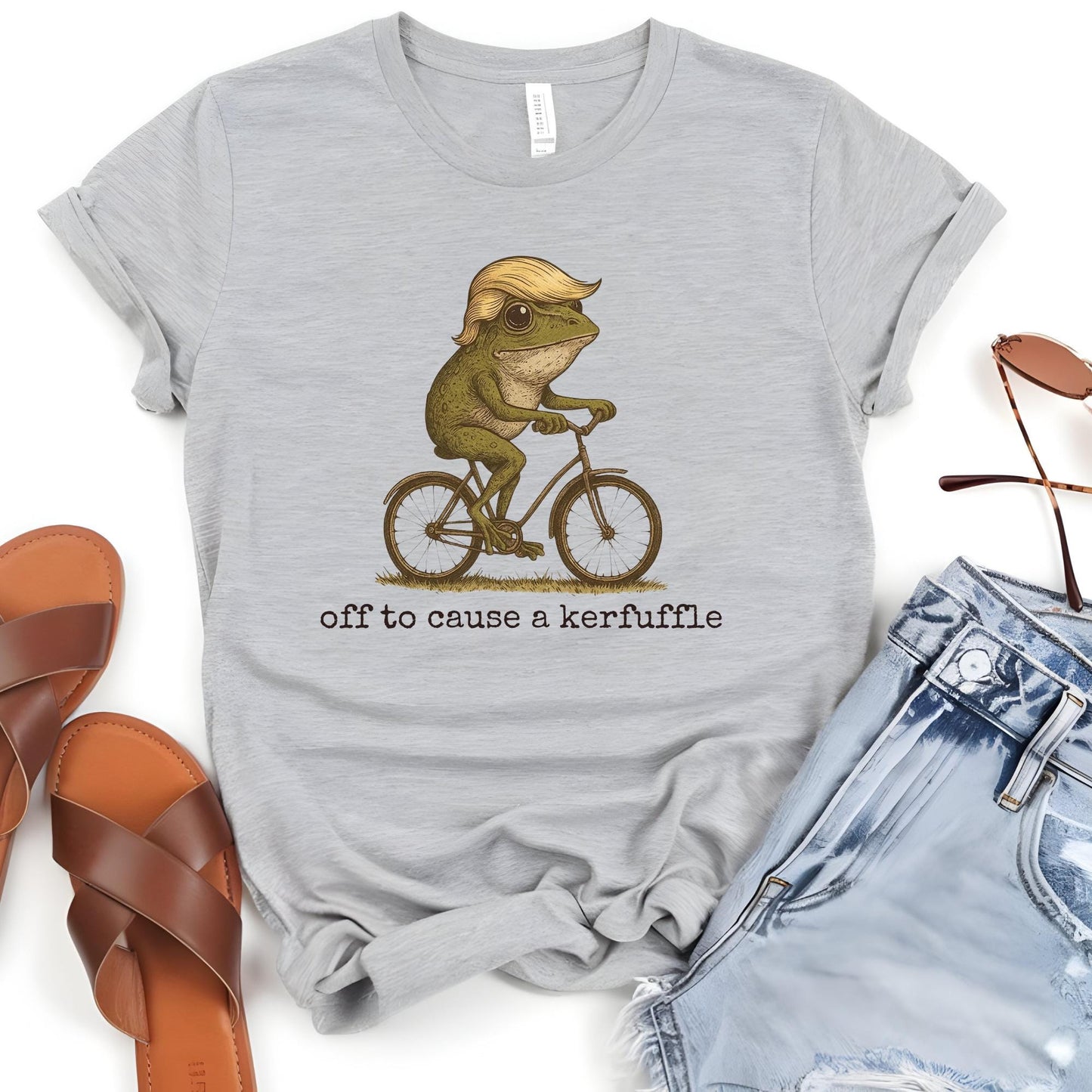 Off to Cause a Kerfuffle Frog T-Shirt, Funny Frog Meme Shirt Anti Trump Protest Activist Gift