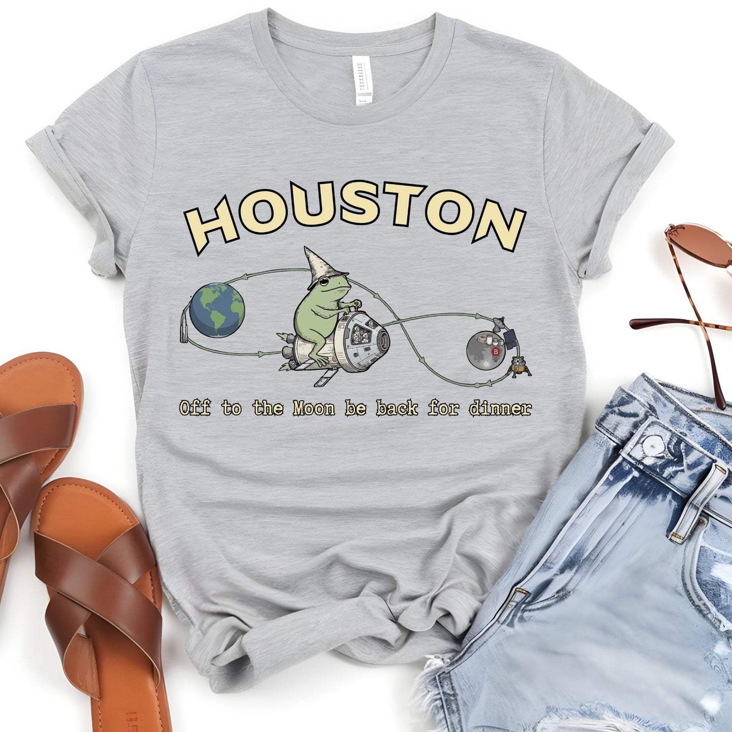 Funny Artemis 2 Mission Shirt, Houston off to the Moon be back for the Dinner Shirts For Space Lovers
