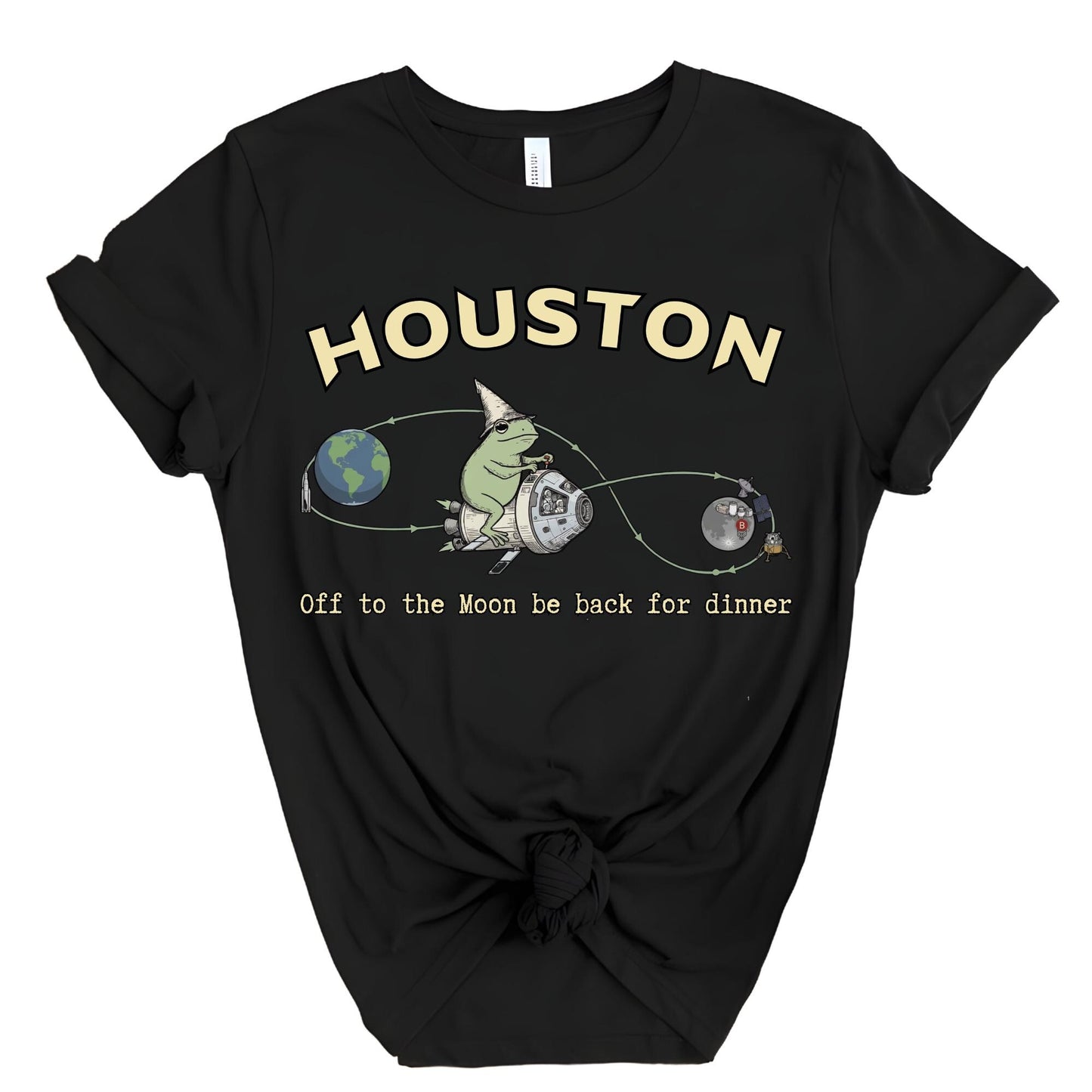 Funny Artemis 2 Mission Shirt, Houston off to the Moon be back for the Dinner Shirts For Space Lovers