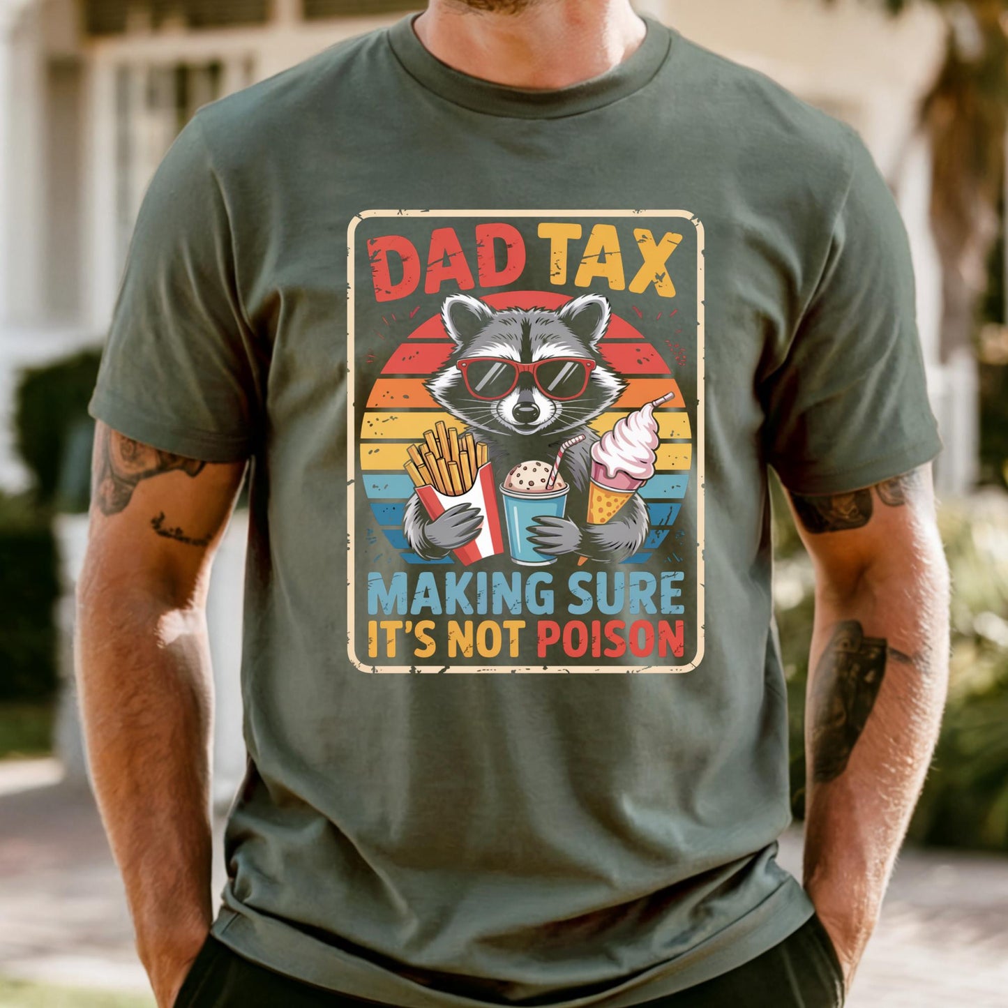 Funny Dad Tax Shirt for Dad, Comfort Colors® Making Sure It's Not Poison Gift for Him, Funny Raccoon Dad Tax Dad