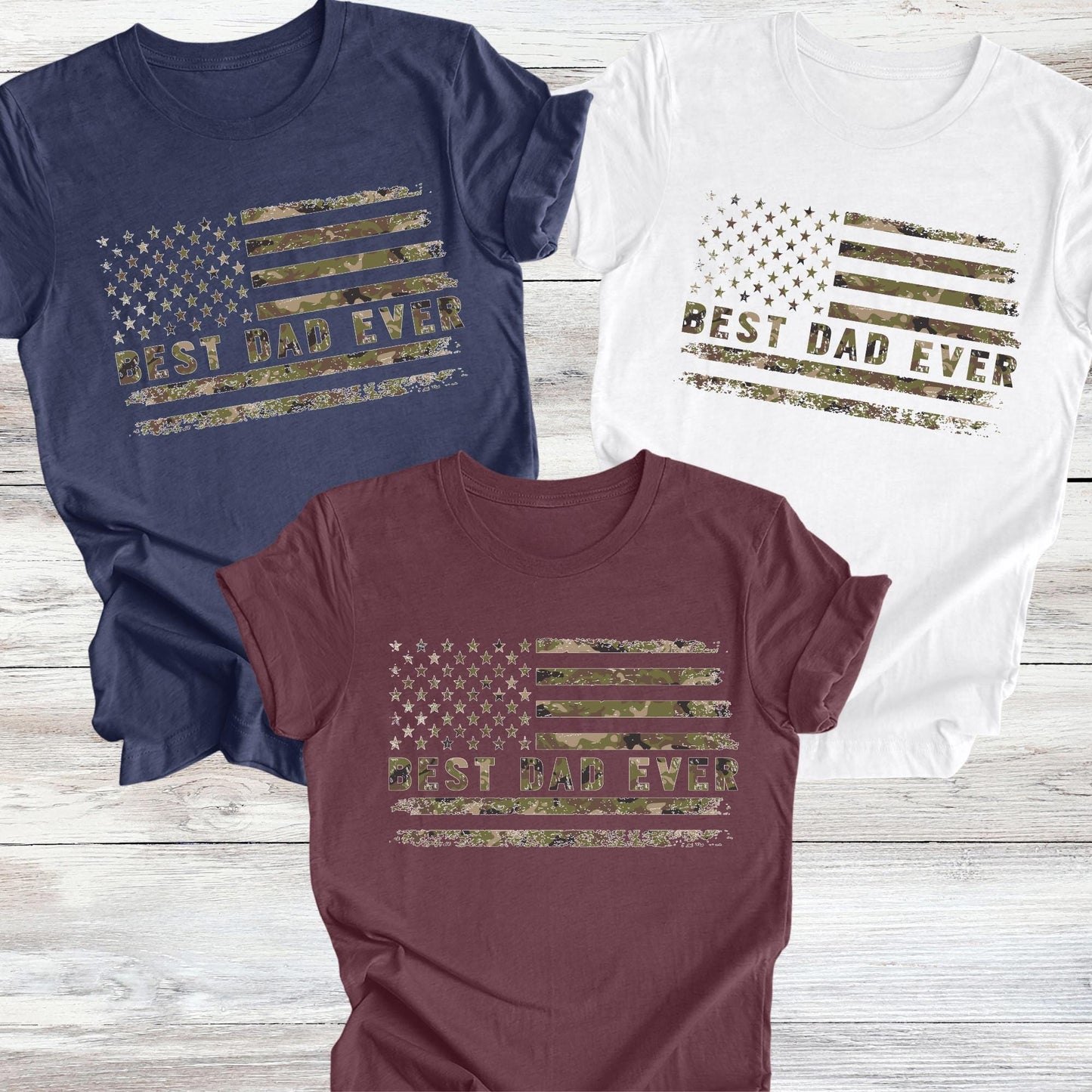 Camo Best Dad Ever Shirt, Comfort Colors® Camouflage Dad Shirt, Retro Varsity Dad Tee, Duck Camo Father’s Day Gift, Gift For Dad