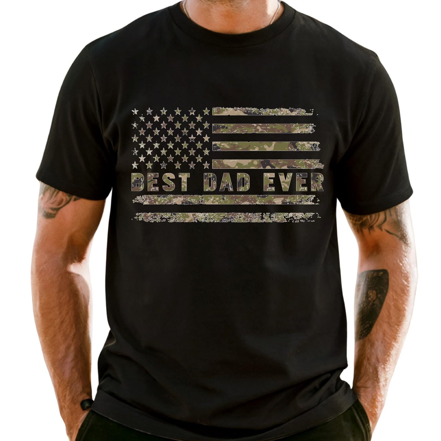 Camo Best Dad Ever Shirt, Comfort Colors® Camouflage Dad Shirt, Retro Varsity Dad Tee, Duck Camo Father’s Day Gift, Gift For Dad