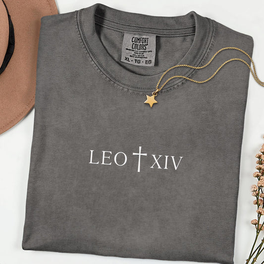 Leo XIV Minimalist T-Shirt, New Pope Catholic Gift, Comfort Colors Religious Shirt, Vatican Inspired Faith Tee, Pontiff Style Unisex Top