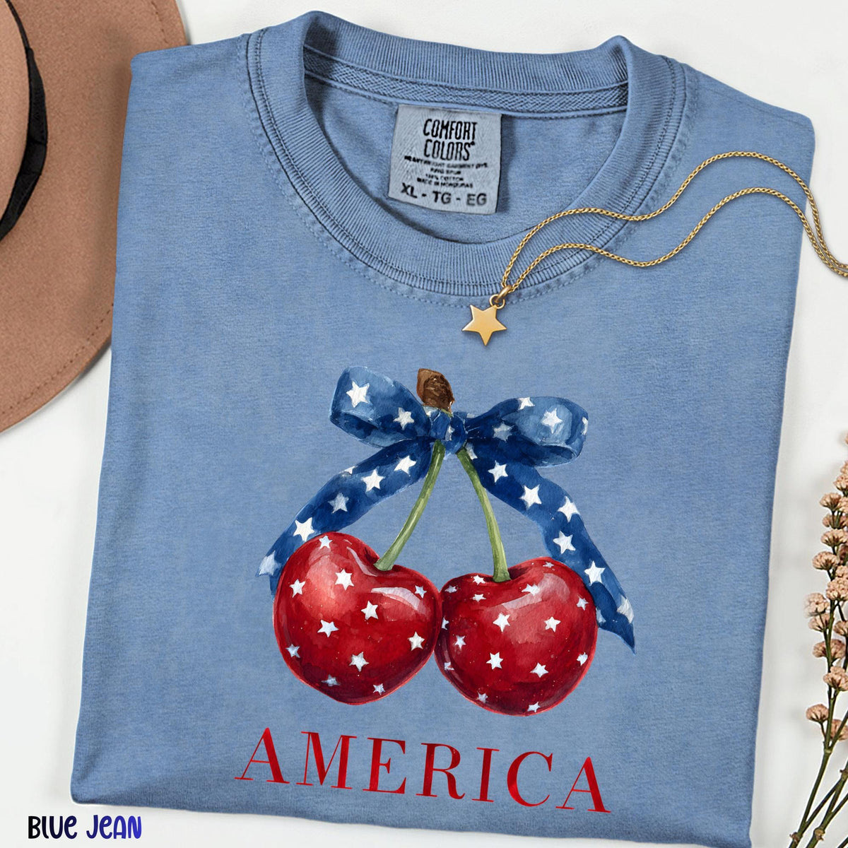 Retro Cherry USA Shirt, Comfort Colors Patriotic Tee, 4th of July Outfit, Vintage America Graphic, Front or Back Print