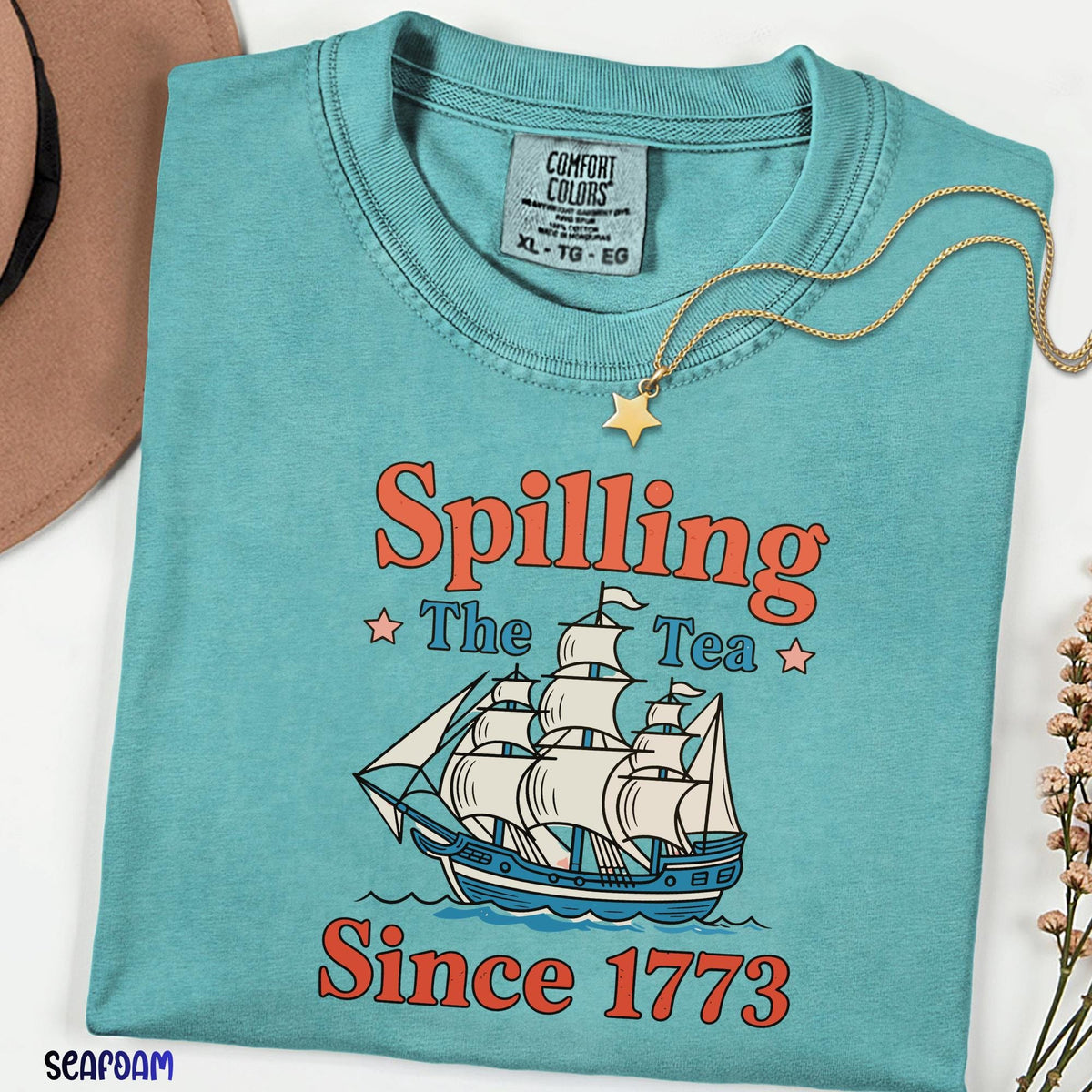 Spilling The Tea Since 1773 Comfort Colors Shirt, Funny Patriotic 4th of July Tee, USA Celebration Comfort Colors Graphic T-Shirt,