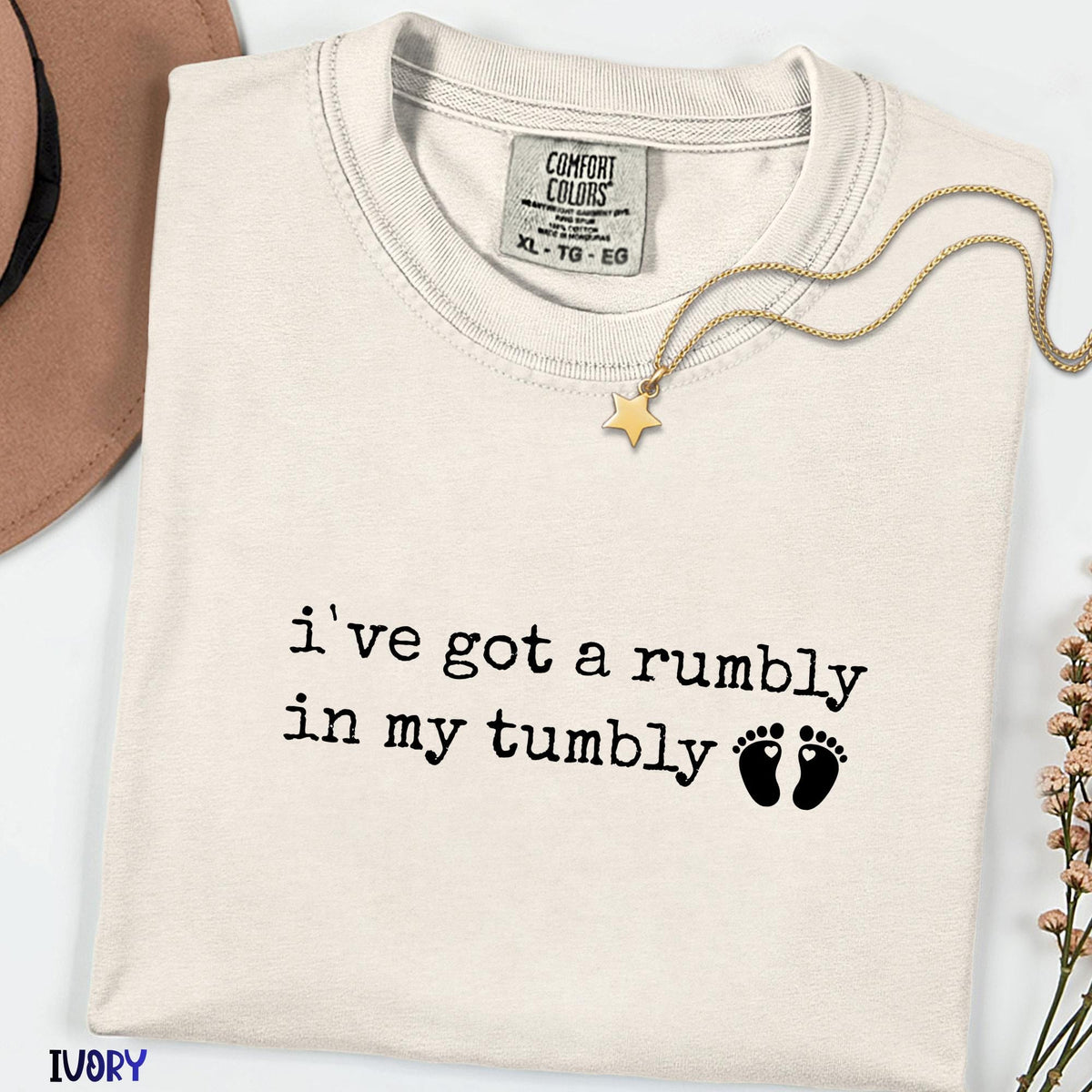 Rumbly In My Comfort Colors® Shirt, Cute Pregnancy Announcement Tee, Mommy To Be Shirt, Funny Expecting Mom Gift, Minimalist Quote Tshirt