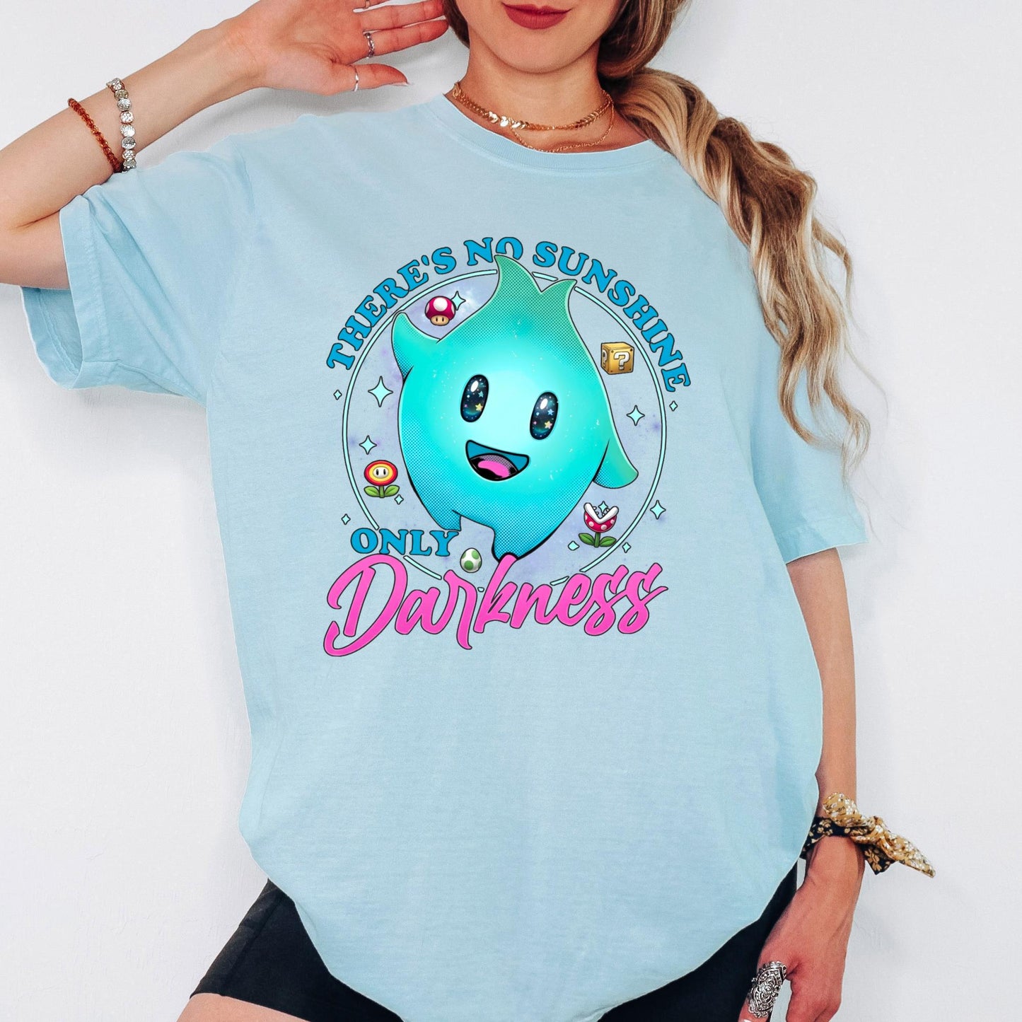 There's No Sunshine Only Darkness Shirt, Super Mario Lumalee Comfort Colors Shirt, Luna Mario Star Shirt