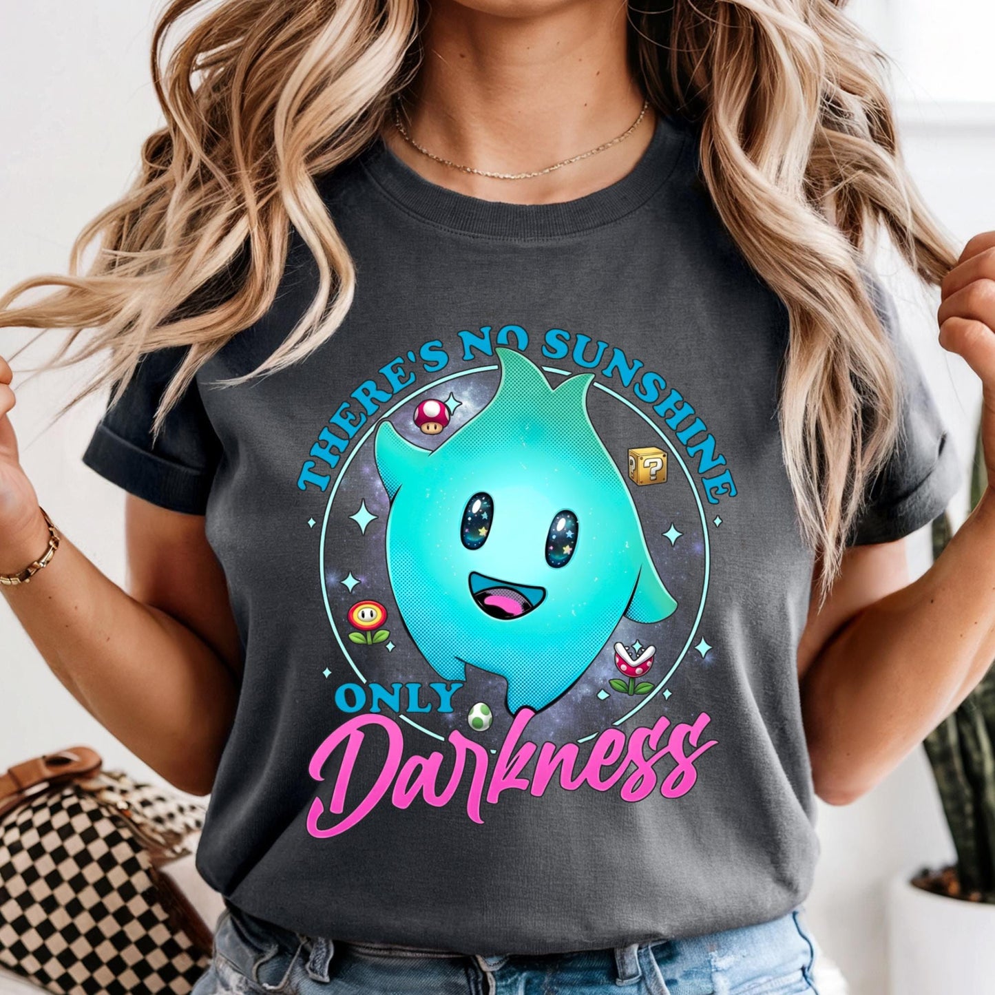 There's No Sunshine Only Darkness Shirt, Super Mario Lumalee Comfort Colors Shirt, Luna Mario Star Shirt