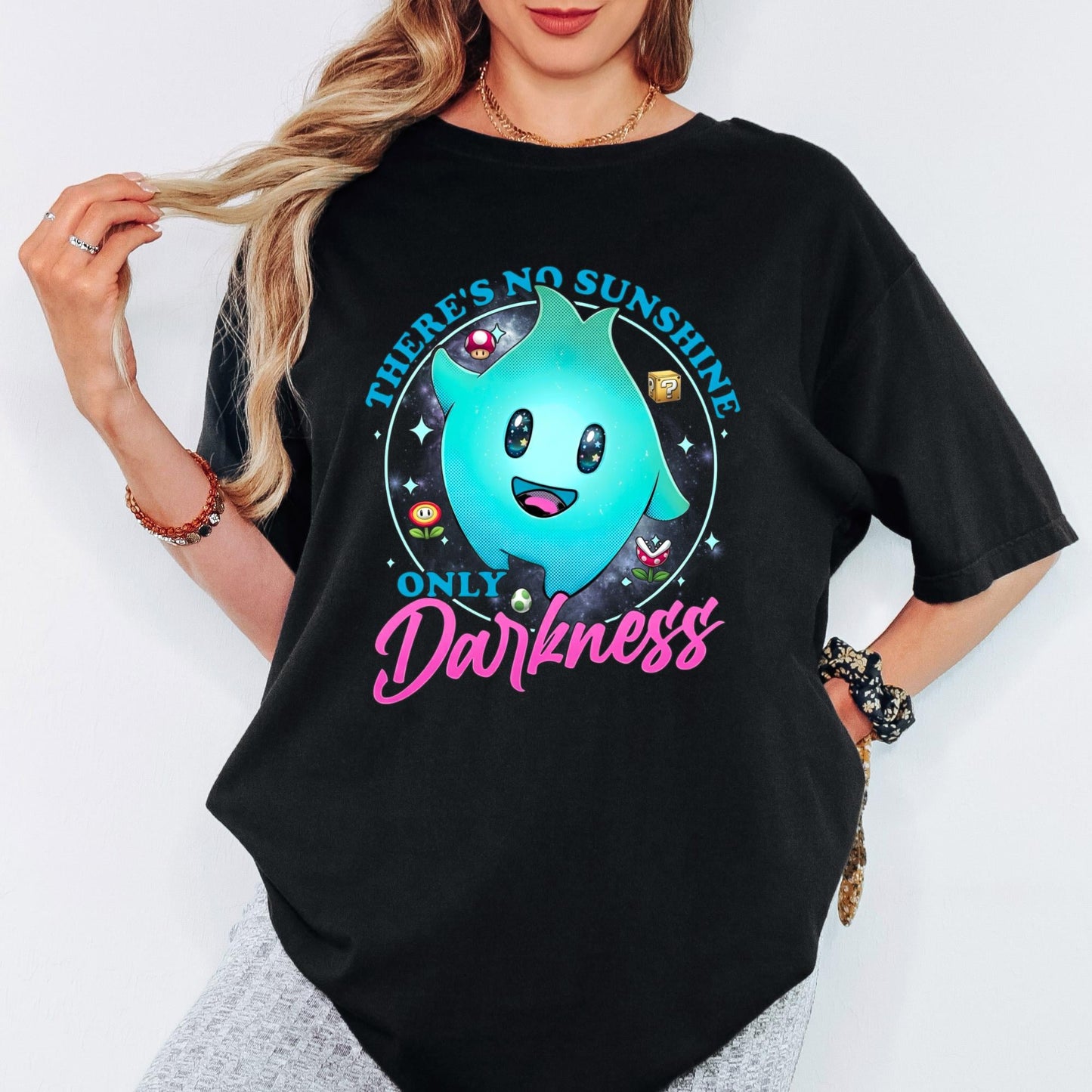 There's No Sunshine Only Darkness Shirt, Super Mario Lumalee Comfort Colors Shirt, Luna Mario Star Shirt