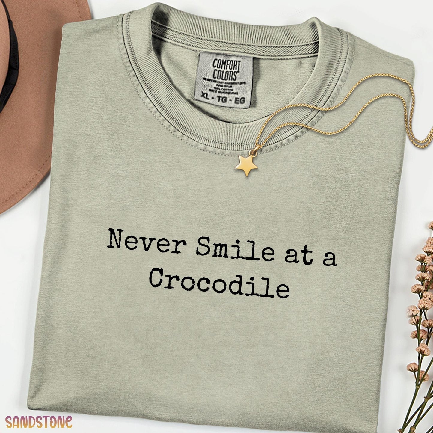 Never Smile at a Crocodile Shirt, Cute Quote Summer Beach Tee, Comfort Colors Vacation Shirt, Funny Gator Sayings Casual Unisex T-Shirt