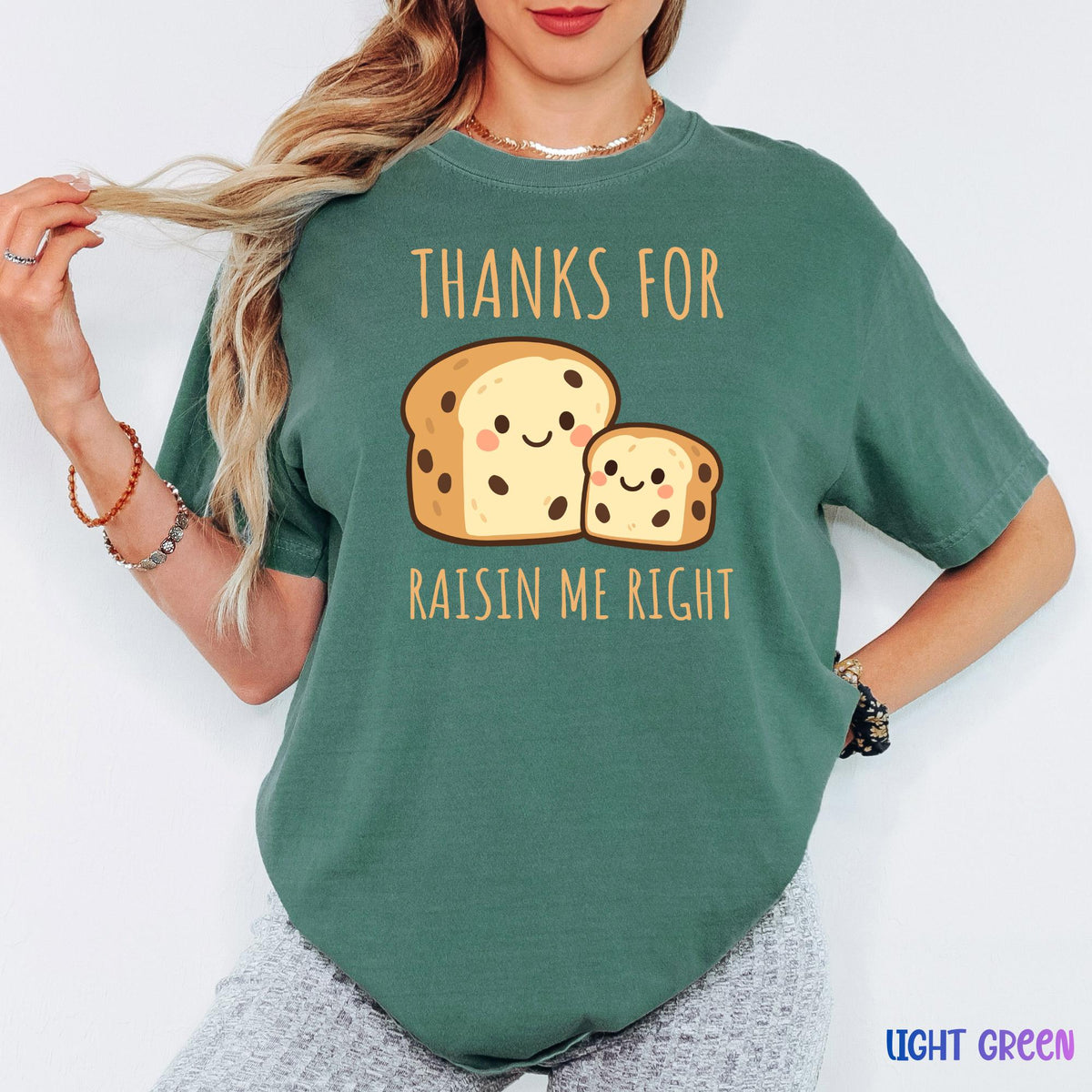 Thanks For Raisin Me Right Comfort Colors® T-Shirt, Funny Mom Pun Shirt, Mother's Day Gift Tee, Raisin Bread Pun, Casual Mom Shirt