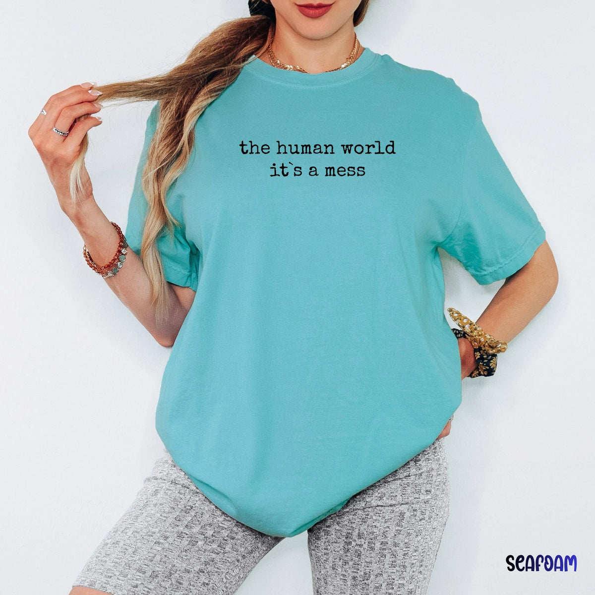 The Human World Is A Mess Comfort Colors® Shirt, Mermaid Inspired Crab Tee, Funny Sarcastic Sea Animal Shirt, Ocean Humor Graphic Tee