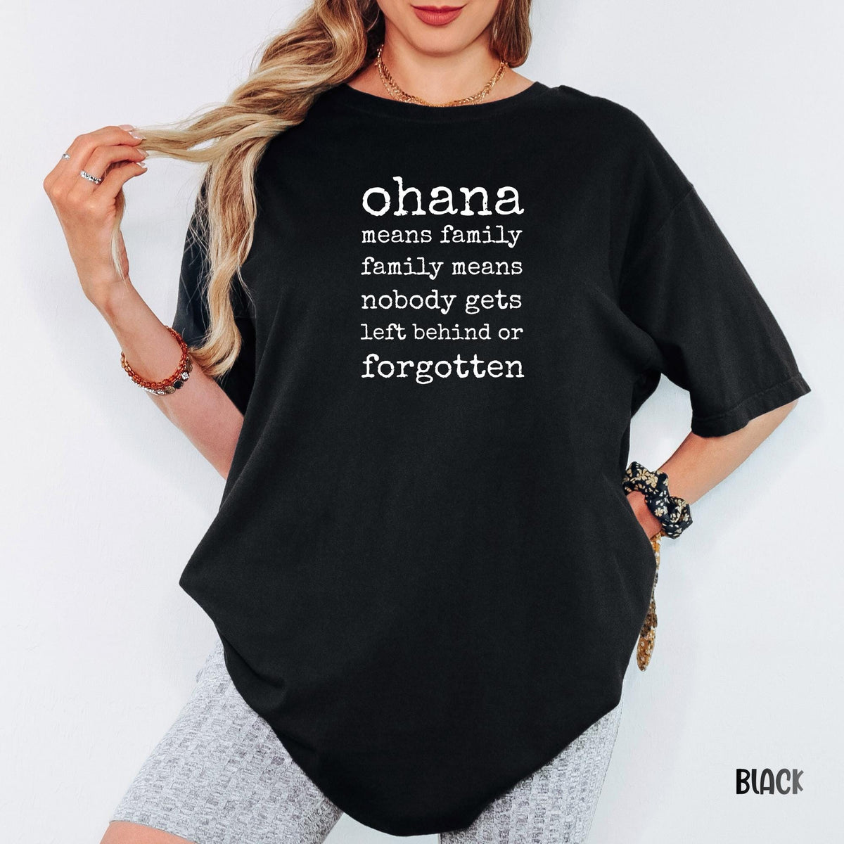Ohana Means Family Comfort Colors Shirt, Aloha Hawaii Vacation Tee, Family Trip Shirt, Cute Blue Alien Inspired Tee, Beach Vacation Shirt
