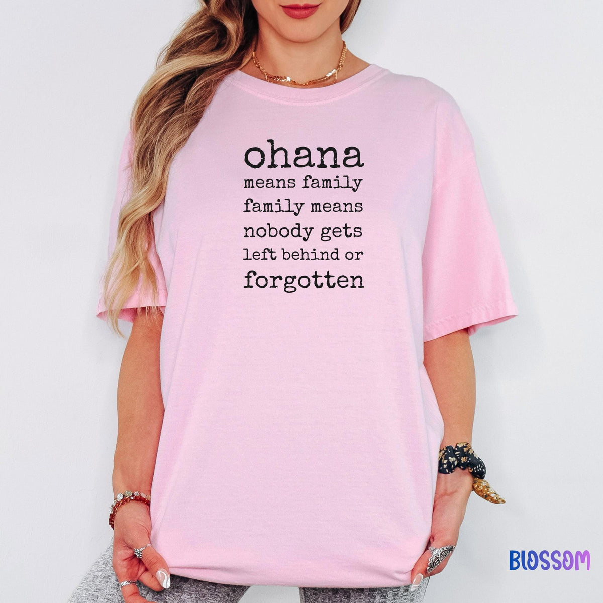 Ohana Means Family Comfort Colors Shirt, Aloha Hawaii Vacation Tee, Family Trip Shirt, Cute Blue Alien Inspired Tee, Beach Vacation Shirt