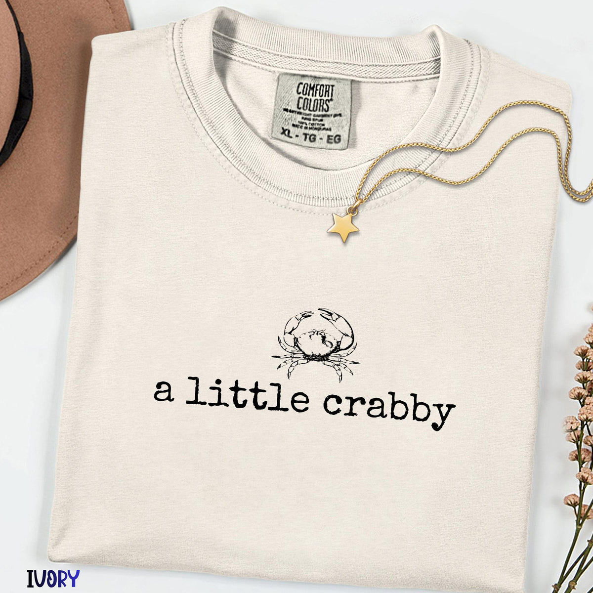 A Little Crabby Comfort Colors Shirt, Funny Coastal Beach Tee, Minimalist Ocean Graphic, Summer Vacation Outfit, Crab Lover Gift