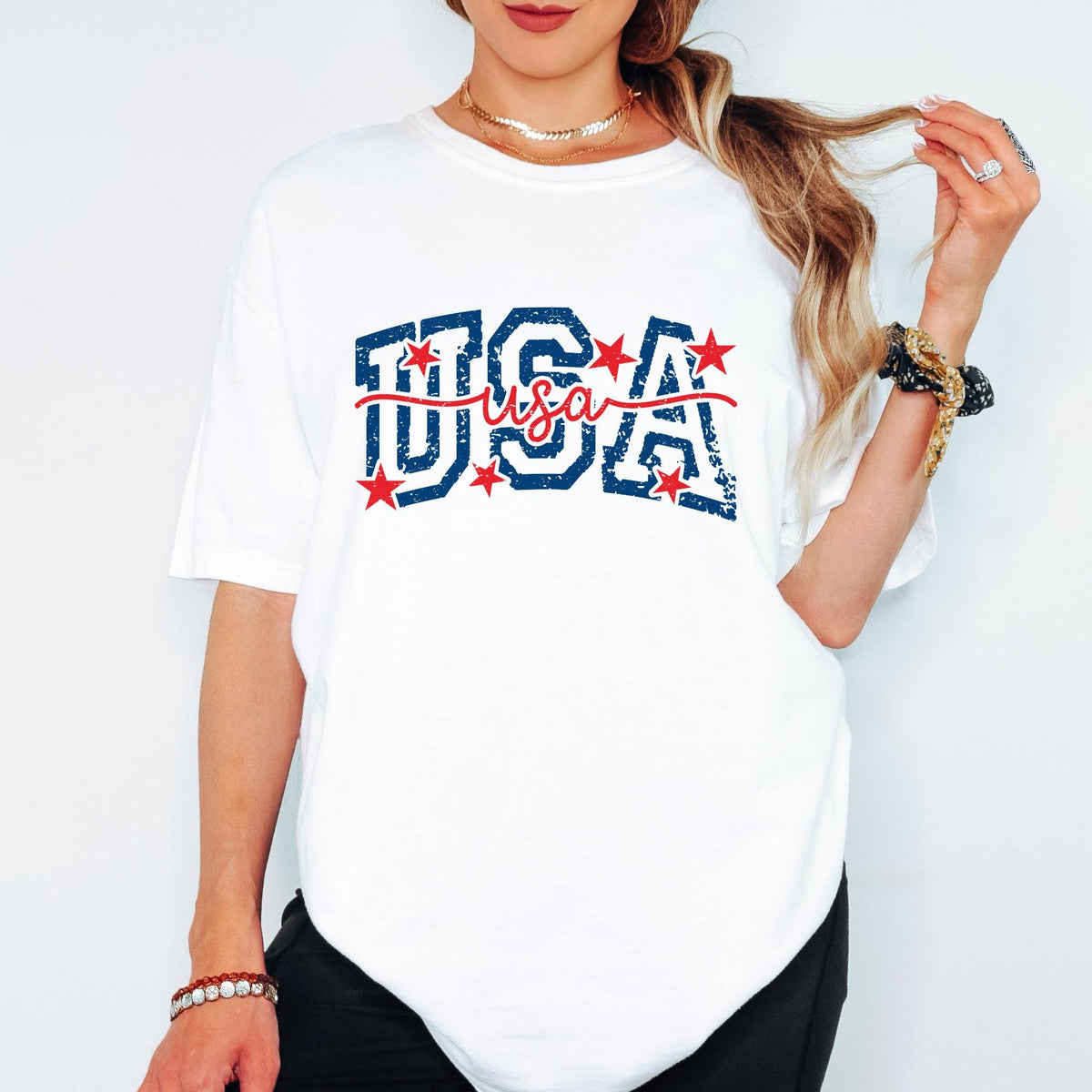 USA Shirt, Comfort Colors 90s Retro USA Shirts for Women Men Distressed Design Tee