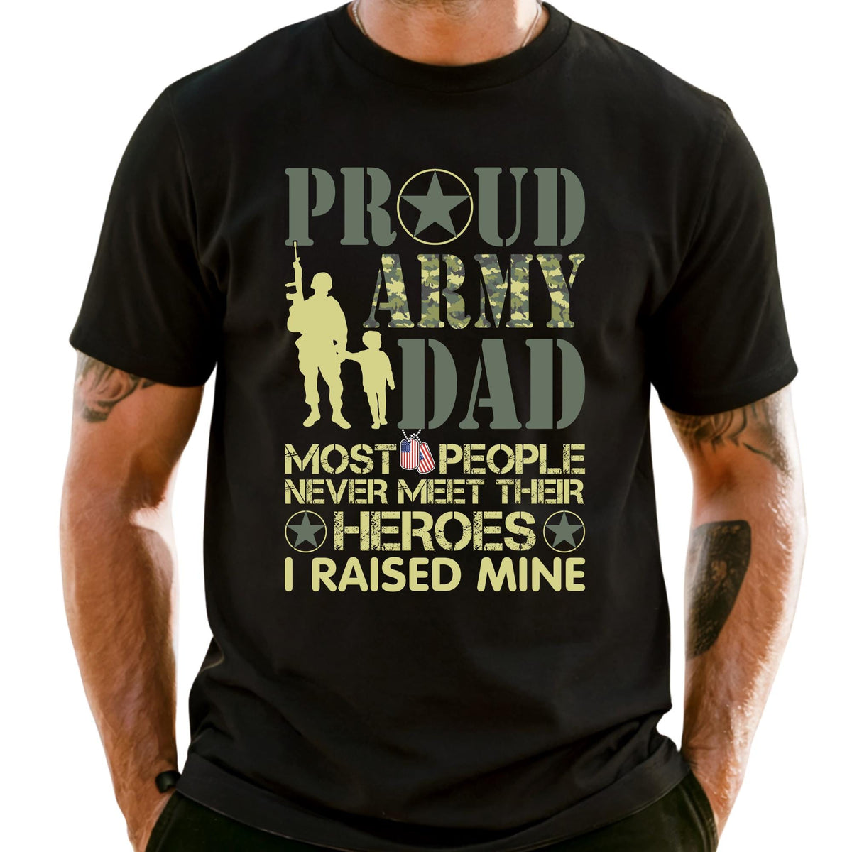 Proud Army Dad Shirt, Fathers Day Gift, Comfort Colors US America Tee, Most People Never Meet Their Heroes Vintage Tshirt