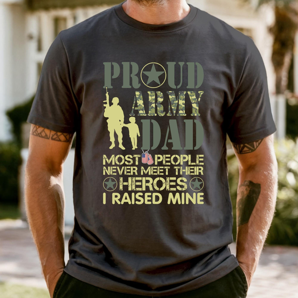 Proud Army Dad Shirt, Fathers Day Gift, Comfort Colors US America Tee, Most People Never Meet Their Heroes Vintage Tshirt