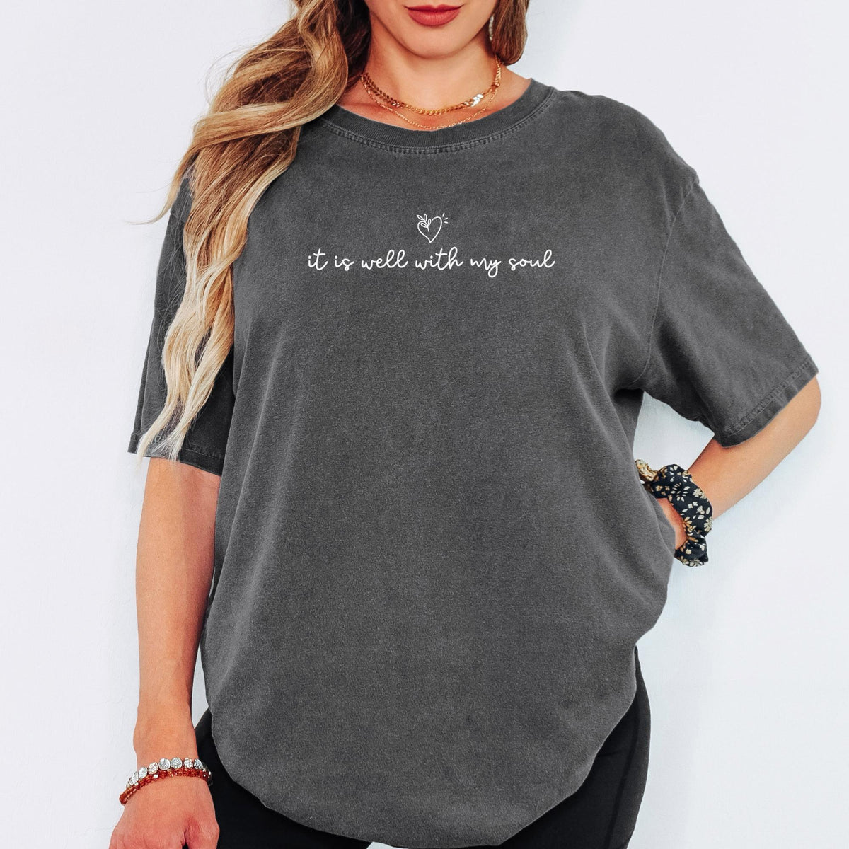It Is Well With My Soul Comfort Colors® Tee, Christian Shirt for Women, Faith Based Church Outfit, Minimalist Religious Graphic Tee
