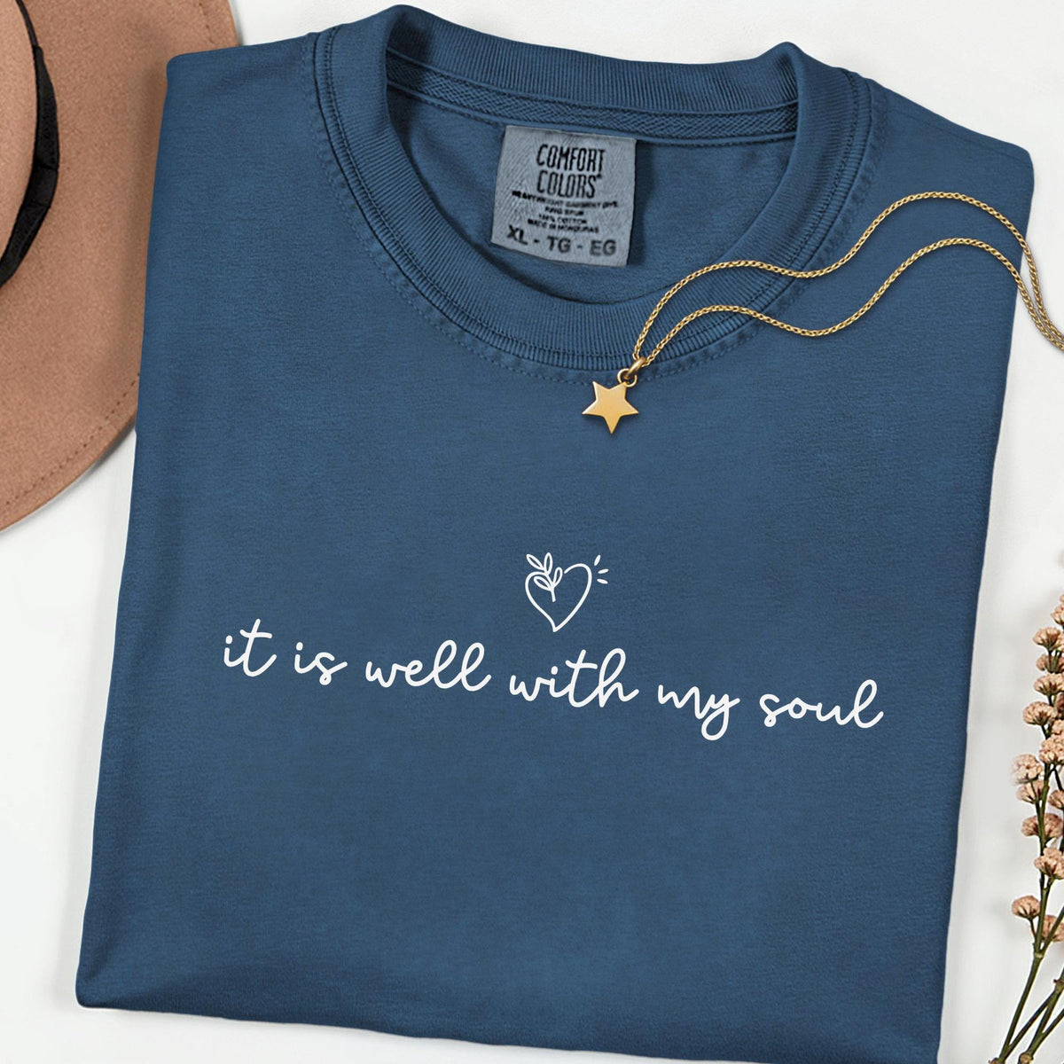 It Is Well With My Soul Comfort Colors® Tee, Christian Shirt for Women, Faith Based Church Outfit, Minimalist Religious Graphic Tee