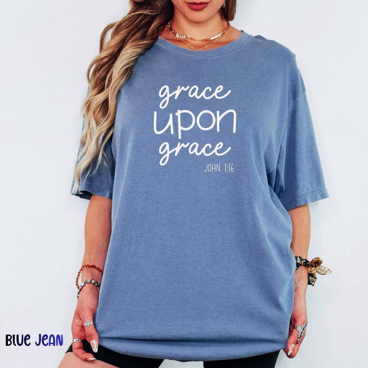 Grace Upon Grace Comfort Colors®  Shirt, John 1:16 Christian Women Tee, Inspirational Faith Shirt, Boho Scripture Church Outfit